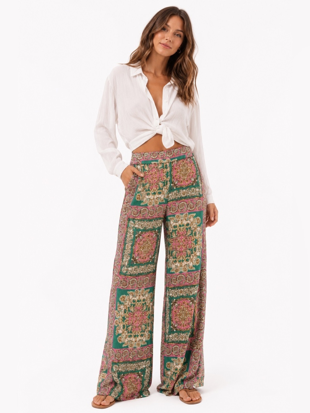 Bailey 44 Wide Leg Palooza pants geometric print Size M boho chic festival beach